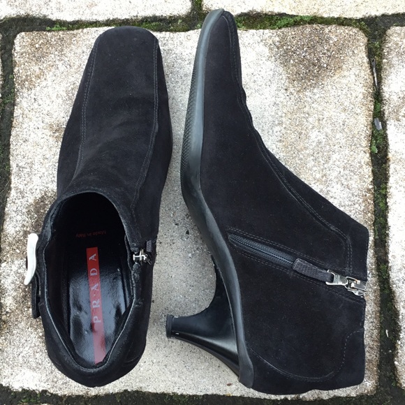 Prada Black Suede Ankle Booties - Picture 10 of 12